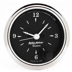 Autometer Gauge, Clock, 2 1/16", 12Hr, Analog, Old Tyme Black