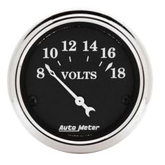 Autometer Gauge, Voltmeter, 2 1/16", 18V, Elec, Old Tyme Black