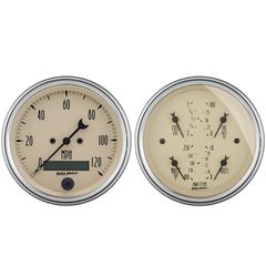 Autometer Gauge Kit, 2 Pc., Quad & Speedometer, 3 3/8", Antique Beige