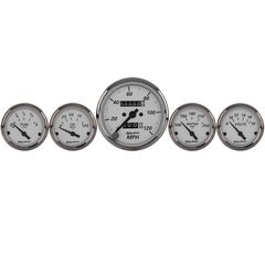 Autometer Gauge Kit, 5 Pc., 3 1/8" & 2 1/16", Mech. Speedometer, American Platinum