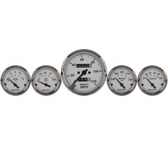Autometer Gauge Kit, 5 Pc., 3 1/8" & 2 1/16", Mech. Speedometer, American Platinum