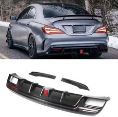 ΠΙΣΩ ΣΠΟΙΛΕΡ Carbon Fiber Rear Bumper Lip Diffuser Side Splitters for Mercedes Benz CLA Class W117 