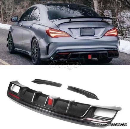 ΠΙΣΩ ΣΠΟΙΛΕΡ Carbon Fiber Rear Bumper Lip Diffuser Side Splitters for Mercedes Benz CLA Class W117 