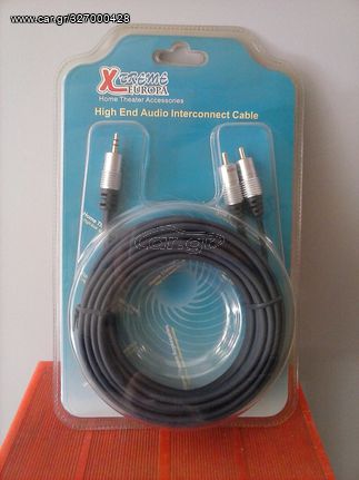 Καλώδιο (cable) 2 x RCA male - 3,5mm male stereo High Quality 5 μέτρα