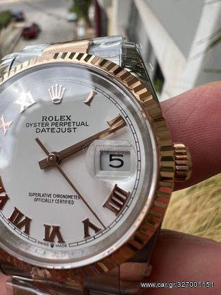 Rolex datejust 36mm white dial everose gold two tone superclone quality 