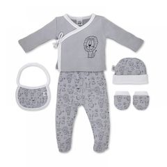 Interbaby σετ δώρου 5 τεμ Animalitos-grey 0-6 μηνών