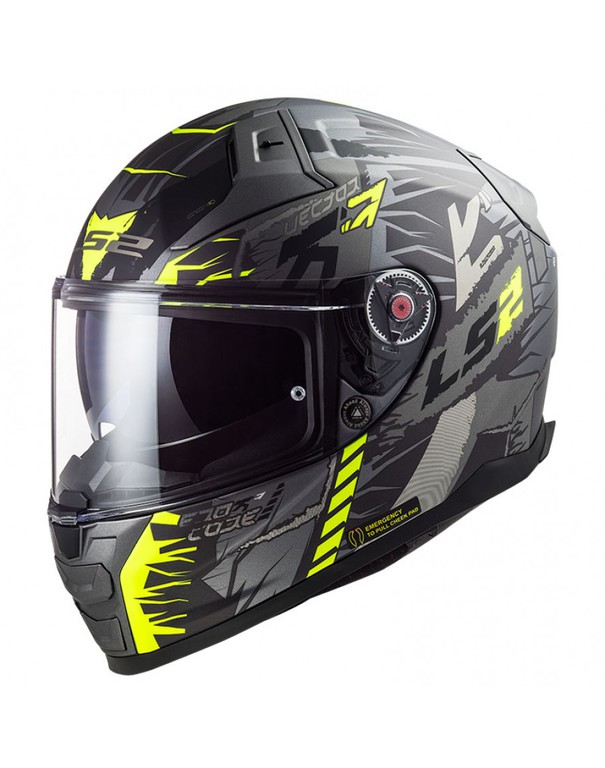 LS2 FF811 Vector II Techbot Matt Titanium/H-V Yellow