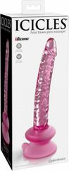 Γυάλινο Κυρτό Ομοίωμα Πέους Pipedream Icicles 17 cm - Ροζ