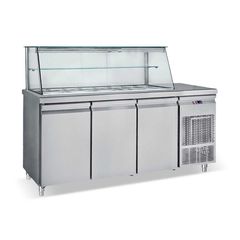 Ψυγείο σαλατών με βιτρίνα για λεκανάκια GN 1/4, διαστάσεις 185x70x130