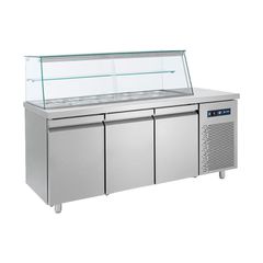 Ψυγείο σαλατών με βιτρίνα για λεκανάκια GN 1/4, διαστάσεις 185x70x130