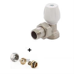 Διακόπτης καλοριφέρ γωνιακός ICMA 82804AD06 1/2″- 24Χ1,5 με ρακόρ PEX- AL- PEX 16mm