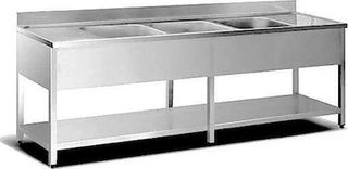 Λάντζα  Ανοιχτή με 3 Γούρνες 50x50x30 διαστάσεις 70-120-140x70x85cm