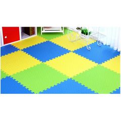 9τμχ Δάπεδο Παζλ Γυμναστηρίου Διπλής Όψης Κίτρινο Μπλε Πράσινο Joid Puzzle Mat 100x100x2.6cm 9τμχ