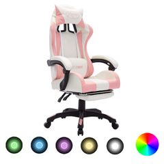 Καρέκλα Racing με Φωτισμό RGB LED Ροζ/Λευκό Συνθετικό Δέρμα 288014