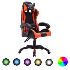 Καρέκλα Racing με Φωτισμό RGB LED Πορτοκαλί/Μαύρο Δερματίνη 288002