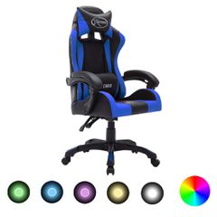 Καρέκλα Racing με Φωτισμό RGB LED Μπλε/Μαύρο Συνθετικό Δέρμα 287996