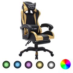 Καρέκλα Racing με Φωτισμό RGB LED Χρυσό/Μαύρο Συνθετικό Δέρμα 288008