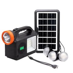 Ηλιακό Σύστημα Φωτισμού + Φόρτισης Με 3 Λάμπες LED / FM Radio / MP3 Bluetooth GD102