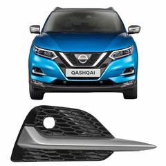 Δίχτυ Προφυλακτήρα Εμπρός Πλαινό Για Nissan Qashqai J11 17+ Με PDC Ασημί / Μαύρο Δεξί 1 Τεμάχιο