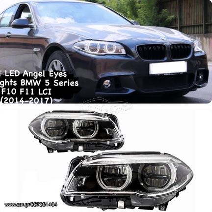 ΦΑΝΑΡΙΑ ΕΜΠΡΟΣ Full LED Angel Eyes Headlights BMW 5 Series F10 F11 LCI (2014-2017)