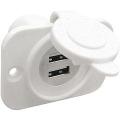 Double USB socket white rear nut + panel Osculati