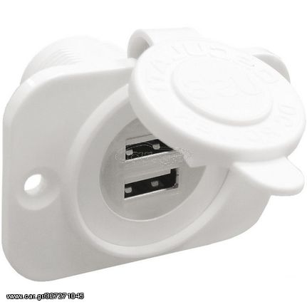 Double USB socket white rear nut + panel Osculati