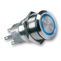 Switch On-Off Inox With Led Blue 12VDC 5A@250V Megaled