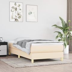 Σκελετός Κρεβατιού με Ελατήρια Κρέμα 90x190 εκ. Υφασμάτινο 3120579