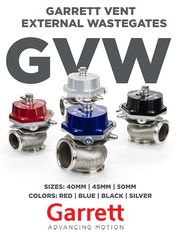 Garrett-Precision-tial=External Wastegates Sizes: 40mm | 45mm | 50mm Colors: Red | Black | Blue | Silver