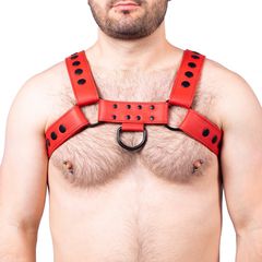 Snap Leather Harness Red - Taille