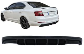 ΠΙΣΩ ΣΠΟΙΛΕΡ Rear Bumper Valance Air Diffuser Skoda Octavia III 5E Sedan Wagon (2013-2019) Piano Black