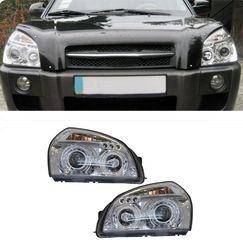 ΦΑΝΑΡΙΑ ΕΜΠΡΟΣ Angel Eyes Headlights Dual Halo. Rims Hyundai Tucson (2004-2010) Chrome