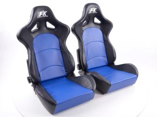 Καθίσματα αγωνιστικά σετ FK Μαύρα-Μπλε Δερματίνη Ανακλινόμενα  - (FKRSE413-1/413-2)