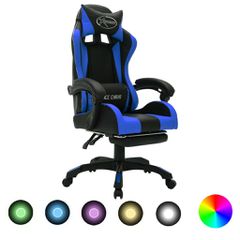 Καρέκλα Racing με Φωτισμό RGB LED Μπλε/Μαύρο Συνθετικό Δέρμα 288006