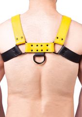 Snap Leather Harness Black-Yellow - Taille-thumb-3
