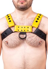 Snap Leather Harness Black-Yellow - Taille-thumb-1