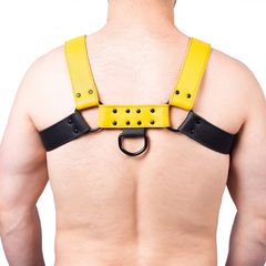 Snap Leather Harness Black-Yellow - Taille