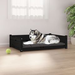 vidaXL Κρεβάτι Σκύλου Μαύρο 105,5x75,5x28 εκ. από Μασίφ Ξύλο Πεύκου