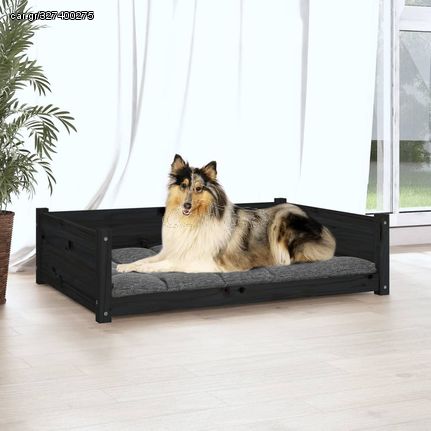 vidaXL Κρεβάτι Σκύλου Μαύρο 95,5 x 65,5 x 28 εκ. από Μασίφ Ξύλο Πεύκου