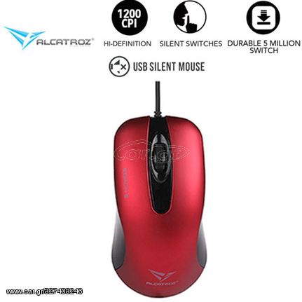 ALCATROZ USB SILENT MOUSE STEALTH 5 M.RED