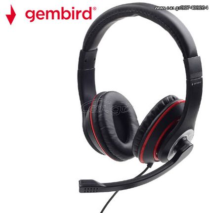 GEMBIRD JACK STEREO HEADSET BLACK WITH RED RING