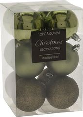 Χριστουγεννιάτικο Σετ μπάλες πλαστικές Πράσινες 12τμχ 6cm CAN 218050