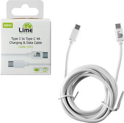 Lime USB-C Type C To USB-C Type C 4.0A ΦΟΡΤΙΣΗΣ-Data 2m LCC02 WHITE