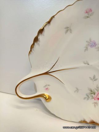 "MIKASA BONE CHINA REMEMBRANCE" μεγάλη πιατέλα εξαιρετικής πορσελάνης σε σχήμα φύλλου .-thumb-3