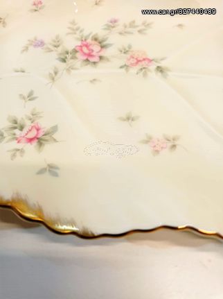 "MIKASA BONE CHINA REMEMBRANCE" μεγάλη πιατέλα εξαιρετικής πορσελάνης σε σχήμα φύλλου .-thumb-4