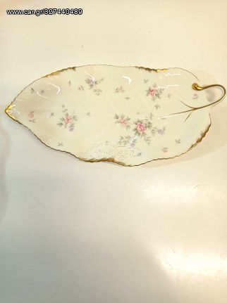 "MIKASA BONE CHINA REMEMBRANCE" μεγάλη πιατέλα εξαιρετικής πορσελάνης σε σχήμα φύλλου .-thumb-8
