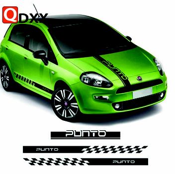 Fiat Punto Racing Sport Stripes Door Side Skirt Vinyl Decals Auto Hood Engine Cover Decor Film Stickers - Decals  Φιατ Πουντο  Αυτοκολητα