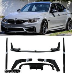 Aero Body Kit Front Bumper Lip and Air Diffuser BMW F80 M3 Sedan F82 M4 Coupe (2014-2019) M Sport Design Piano Black