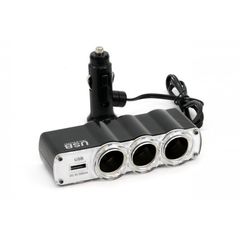 ΑΝΤΑΠΤΟΡΑΣ ΑΝΑΠΤΗΡΑ ΤΡΙΠΛΟΣ 12/24V ΜΕ USB 5V 500MA KAI ΚΑΛΩΔΙΟ 30CM