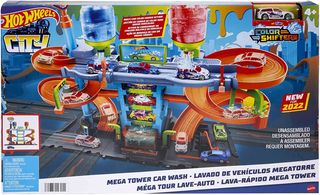 Mattel Hot Wheels City: Mega Μεγάλο Πλυντήριο Αυτοκινήτων Χρωμοκεραυνών Σετ Παιχνιδιού (HDP05)